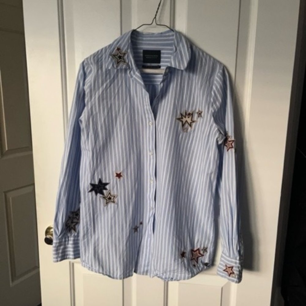 Scotch & Soda Striped Button Down with Embroidered Stars